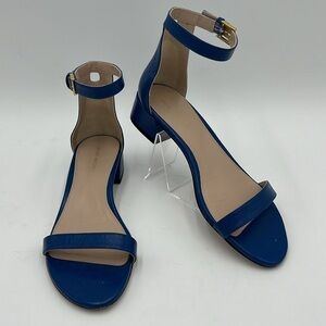 STUART WEITZMAN WOMAN’S BLUE PATENT LEATHER BLOCK HEEL SZ 8.5